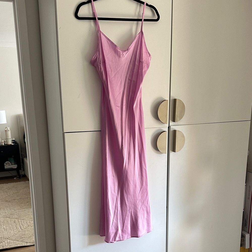 Chic Silk Pink Chemise Slip Dress for Women